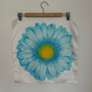 Small Silk Scarf - Yellow Blue and Green Daisy, Large Floral Print, Headband